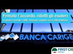 Carige, First Cisl, firmato l’accordo, ridotti gli esuberi