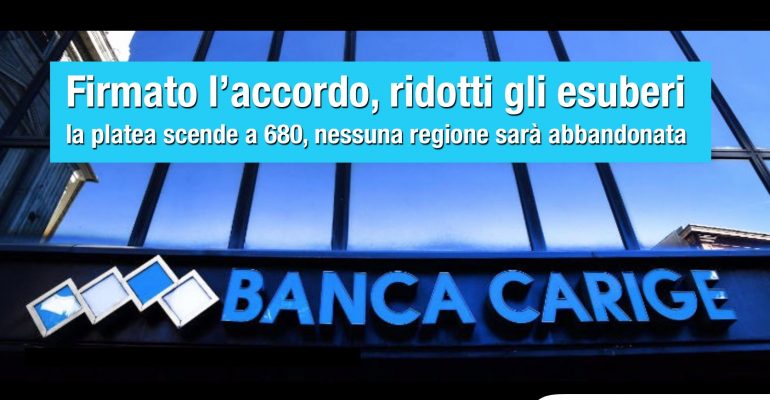 Carige, First Cisl, firmato l’accordo, ridotti gli esuberi