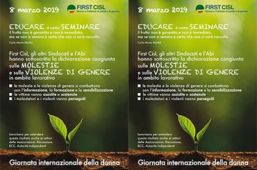 8 marzo, il manifesto First Cisl Donne e Politiche di Parità e di Genere