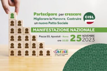 Manovra. Cisl: sabato 25 novembre manifestazione nazionale a Roma