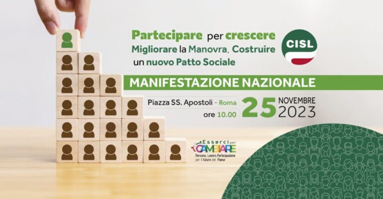 Manovra. Cisl: sabato 25 novembre manifestazione nazionale a Roma