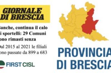 Desertificazione bancaria. First Cisl Brescia, la riduzione degli sportelli va contro gli obiettivi del Pnrr