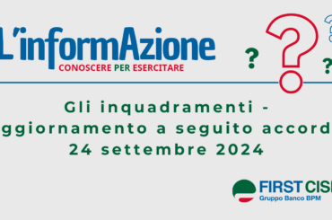 Gli inquadramenti nel Gruppo Banco BPM  (Aggiornamento a seguito accordo firmato il 24/9/2024)