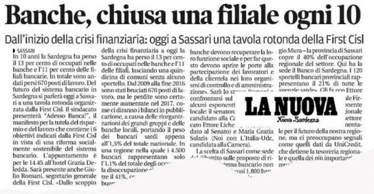 AdessoBanca! oggi a Sassari, Romani, le banche riscoprano la funzione sociale