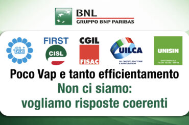 Bnl, i sindacati: poco Vap e tanto efficientamento