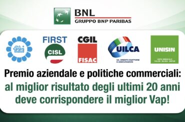 Bnl, i sindacati: al miglior risultato degli ultimi 20 anni deve corrispondere il miglior Vap