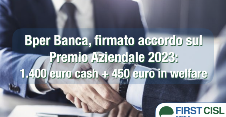 Bper Banca, firmato accordo su premio aziendale 2023