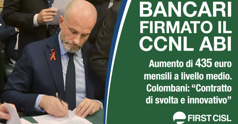 Banche, firmato il contratto con Abi. Colombani: contratto di svolta e innovativo