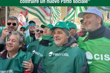 First Cisl Calabria alla Manifestazione Cisl a Roma. Luigi Sbarra: Manovra va cambiata, serve nuovo patto sociale. No a violenza sulle donne