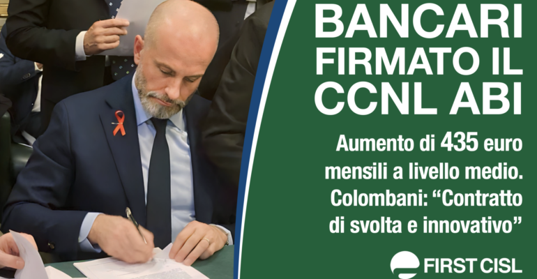 Firmato il Ccnl Abi, Colombani: contratto di svolta e innovativo. L’infografica