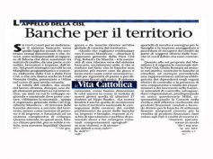 La Vita Cattolica, le banche tornino a essere vera espressione del territorio