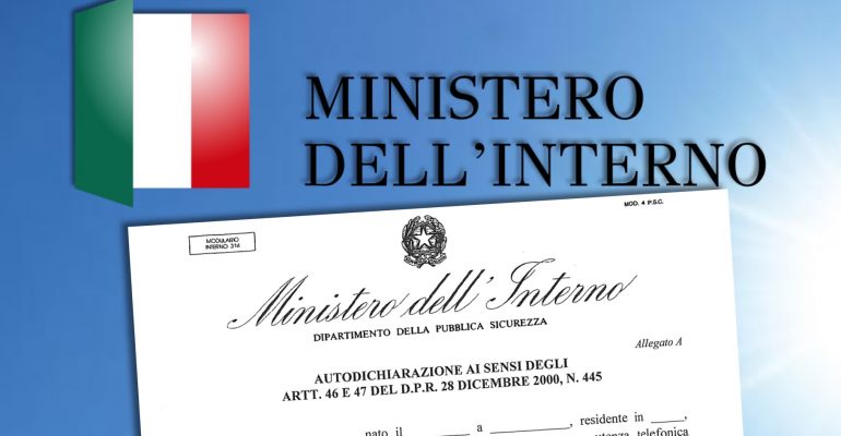 Ministero dell’Interno, l’autodichiarazione valida dal 4 maggio