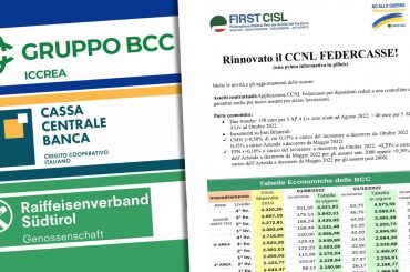 Rinnovo Ccnl Bcc, la nota informativa con le tabelle economiche