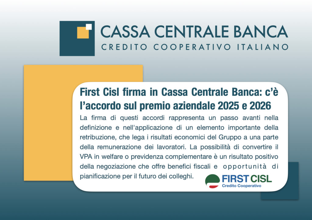 会社賞2025および2026に関する契約があります – 最初のCredito Cooperativo