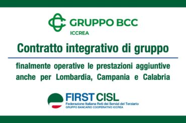 Contratto integrativo di gruppo: finalmente operative le prestazioni aggiuntive anche per Lombardia, Campania e Calabria