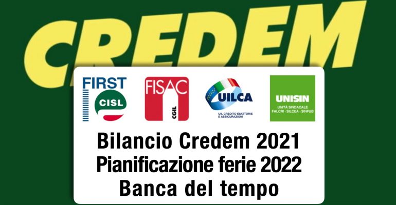 Bilancio Credem 2021, Pianificazione ferie 2022, Banca del tempo