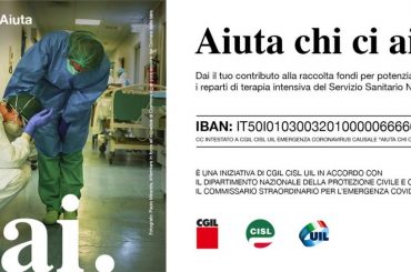 Coronavirus: “Aiuta chi ci aiuta”. Sostieni la raccolta fondi per il SSN di Cgil Cisl e Uil