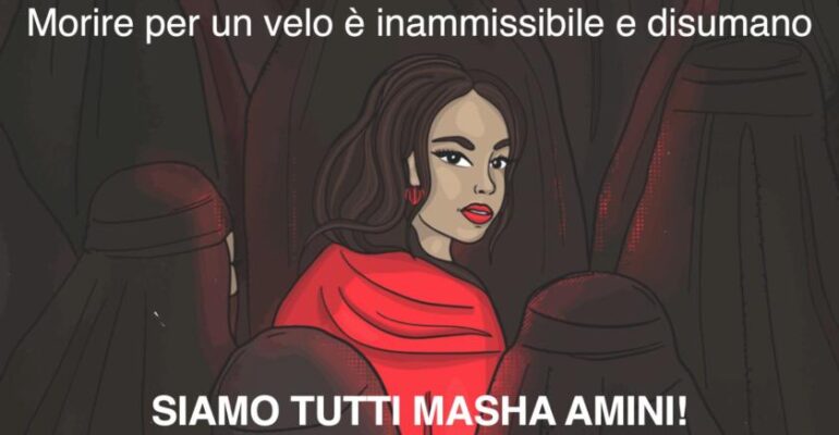 Siamo tutti Masha Amini, la locandina First Cisl a sostegno delle donne iraniane