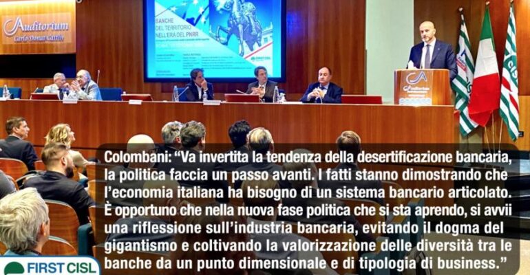 Desertificazione bancaria, Colombani: va invertita la tendenza, la politica faccia un passo avanti