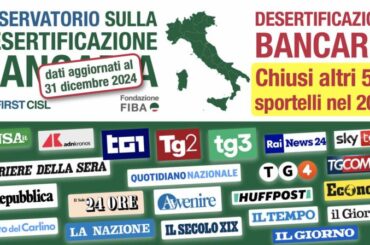 Desertificazione bancaria, sulla stampa i dati First Cisl. Colombani: servono osservatori regionali e classifiche di sostenibilità
