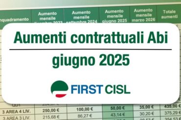 Bancari Abi, la tabella con gli aumenti in busta paga da giugno 2025