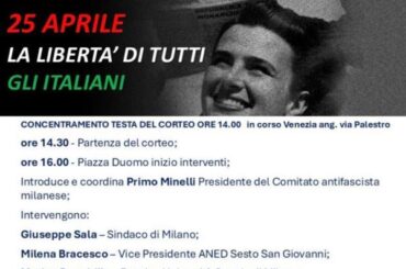 25 aprile. Fumarola sabato a manifestazione a Milano per l’81° della Liberazione