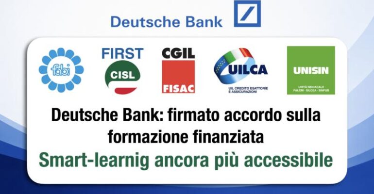 Deutsche Bank, firmato accordo sulla formazione finanziata. Smart-learning ancora più accessibile