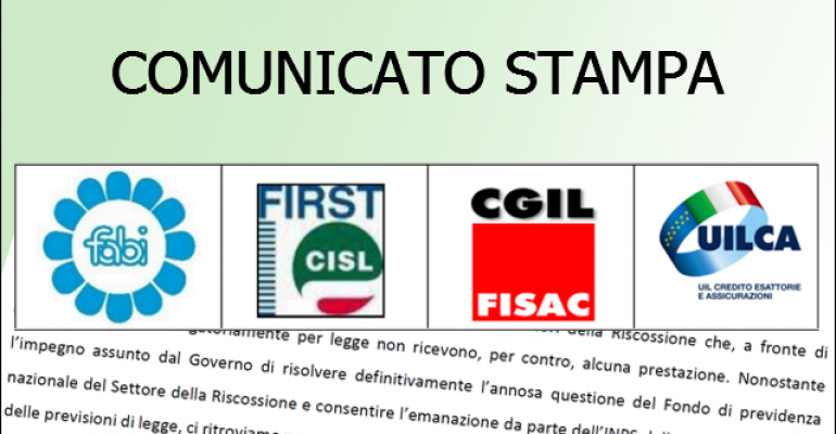 Settore riscossione: il comunicato delle segreterie nazionali