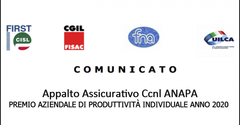 Appalto Assicurativo Ccnl ANAPA: premio aziendale di produttività individuale