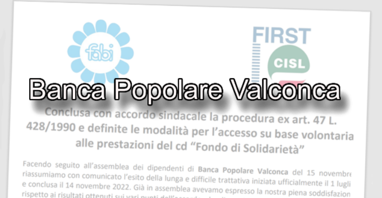 Banca Popolare Valconca: piena soddisfazione rispetto all’accordo sottoscritto