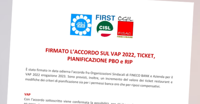 Raggiunto l’accordo sul Vap in Fineco Bank