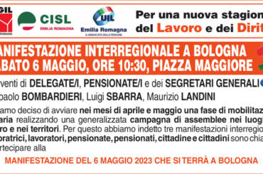 Mobilitazione di Cgil, Cisl e Uil sabato 6 maggio a Bologna