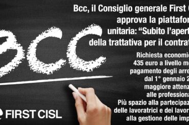 Bcc, il Consiglio generale First Cisl approva la piattaforma unitaria
