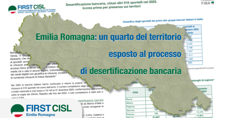 Emilia Romagna: un quarto del territorio esposto al processo di desertificazione bancaria
