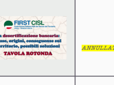 Annullamento del Convegno sulla desertificazione bancaria programmato da First Cisl Fvg