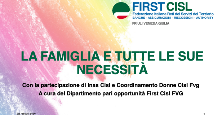 First Cisl FVG aggiorna i propri dirigenti, tema: “La Famiglia e tutte le sue necessità”