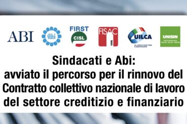 Sindacati e Abi, avviato il percorso per il rinnovo del Ccnl