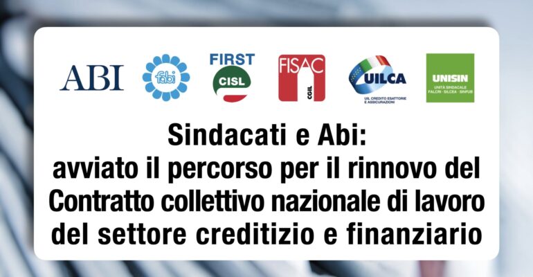 Sindacati e Abi, avviato il percorso per il rinnovo del Ccnl