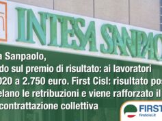 Intesa Sanpaolo, accordo sul premio di risultato: ai lavoratori da 1.020 a 2.750 euro