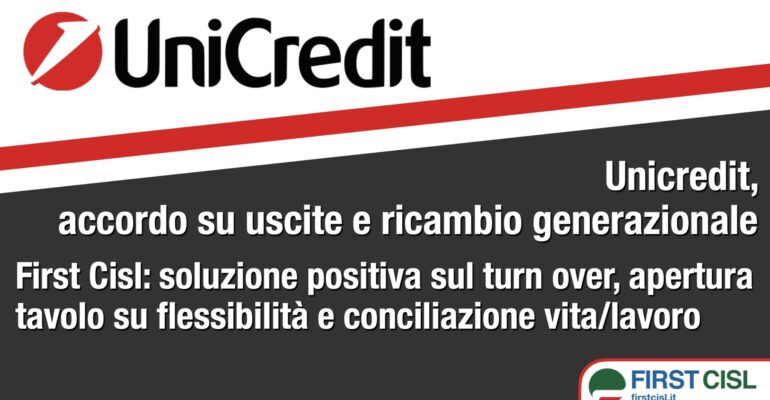 Unicredit, accordo su uscite e ricambio generazionale