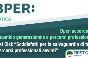 Bper, First Cisl: accordo su ricambio generazionale e percorsi professionali