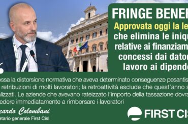 Fringe benefit, approvata oggi la legge che elimina le iniquità relative ai finanziamenti concessi dai datori di lavoro ai dipendenti