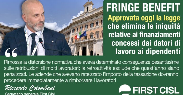 Fringe benefit, approvata oggi la legge che elimina le iniquità relative ai finanziamenti concessi dai datori di lavoro ai dipendenti