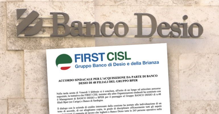 Gruppo Banco Desio, firmato accordo acquisizione 48 filiali Gruppo Bper