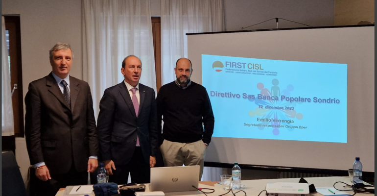 Il segretario responsabile del Gruppo Bper Emilio Verrengia presente al direttivo First Cisl Pop Sondrio
