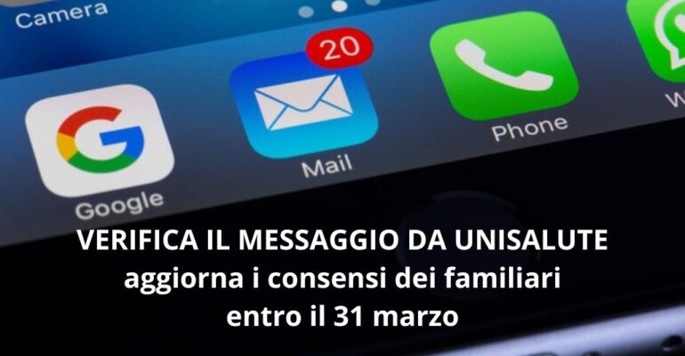 Unisalute: attenzione all’abilitazione dei familiari da inserire entro il 31 marzo