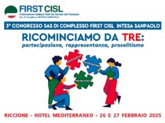 Da domani a Riccione il terzo congresso della Sas di complesso First Cisl Intesa Sanpaolo
