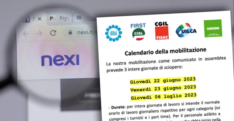 Gruppo Nexi, mobilitazione e sciopero a giugno e luglio