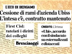 Cessione Ubis, First Cisl, contratto mantenuto, intesa Ubi tutela lavoratori