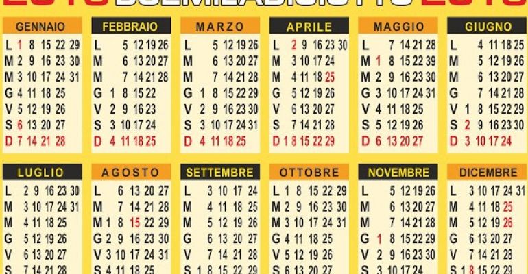 Festività, Ex festività e Semifestività 2018